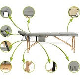 Massagetafel 3-delig houten massagebed