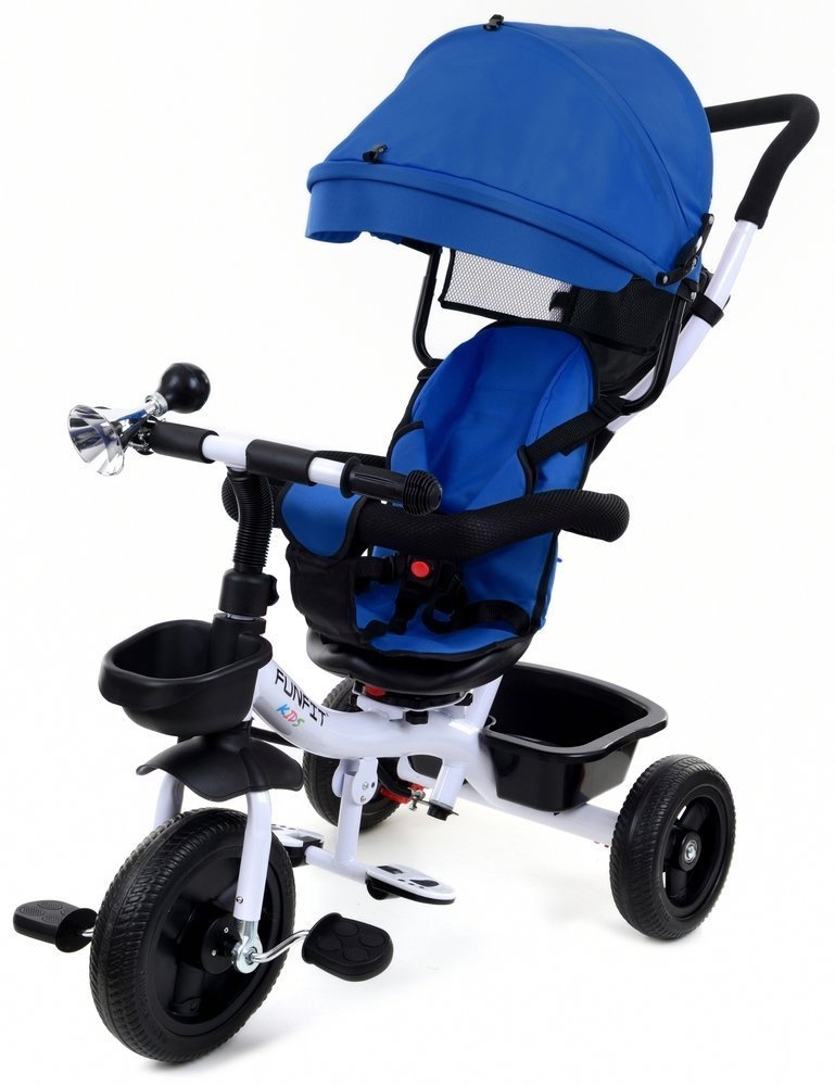 Kinderdriewieler kinderfiets met zonnevizier - blauw
