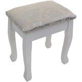 Houten kaptafel wit - met spiegel en bijpassende kruk - 3 lades