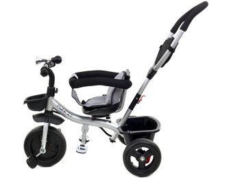 Kinderwagen driewieler - kinderfiets met zonnevizier- grijs