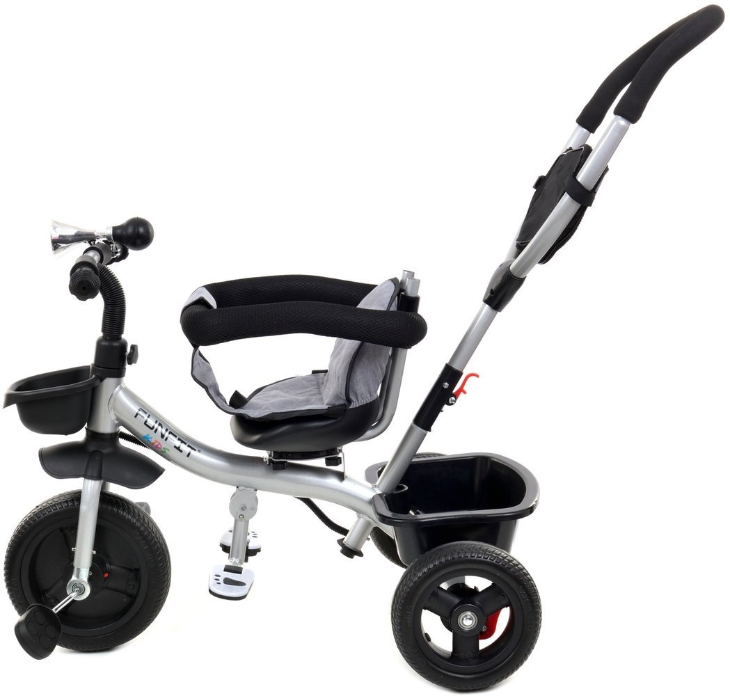 Kinderwagen driewieler - kinderfiets met zonnevizier- grijs