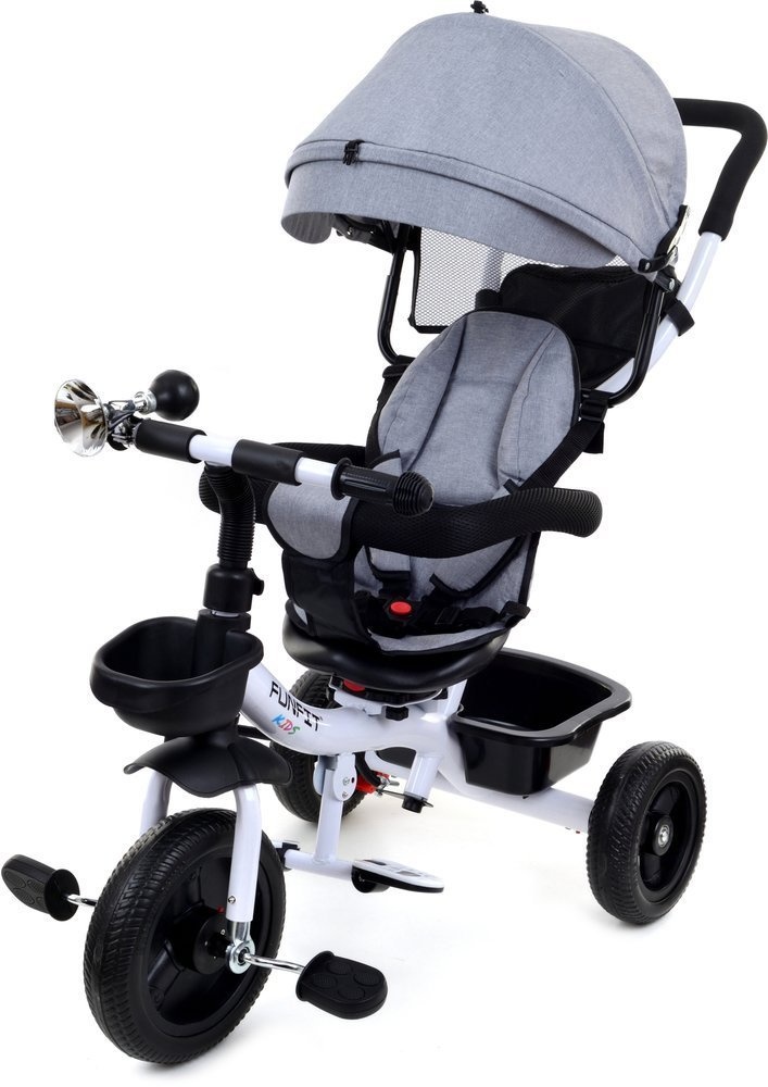 Kinderdriewieler kinderfiets met zonnevizier - grijs