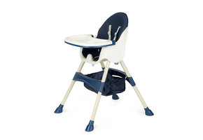 Eetstoel kinderstoel - wit met blauw - 92x62x77 cm