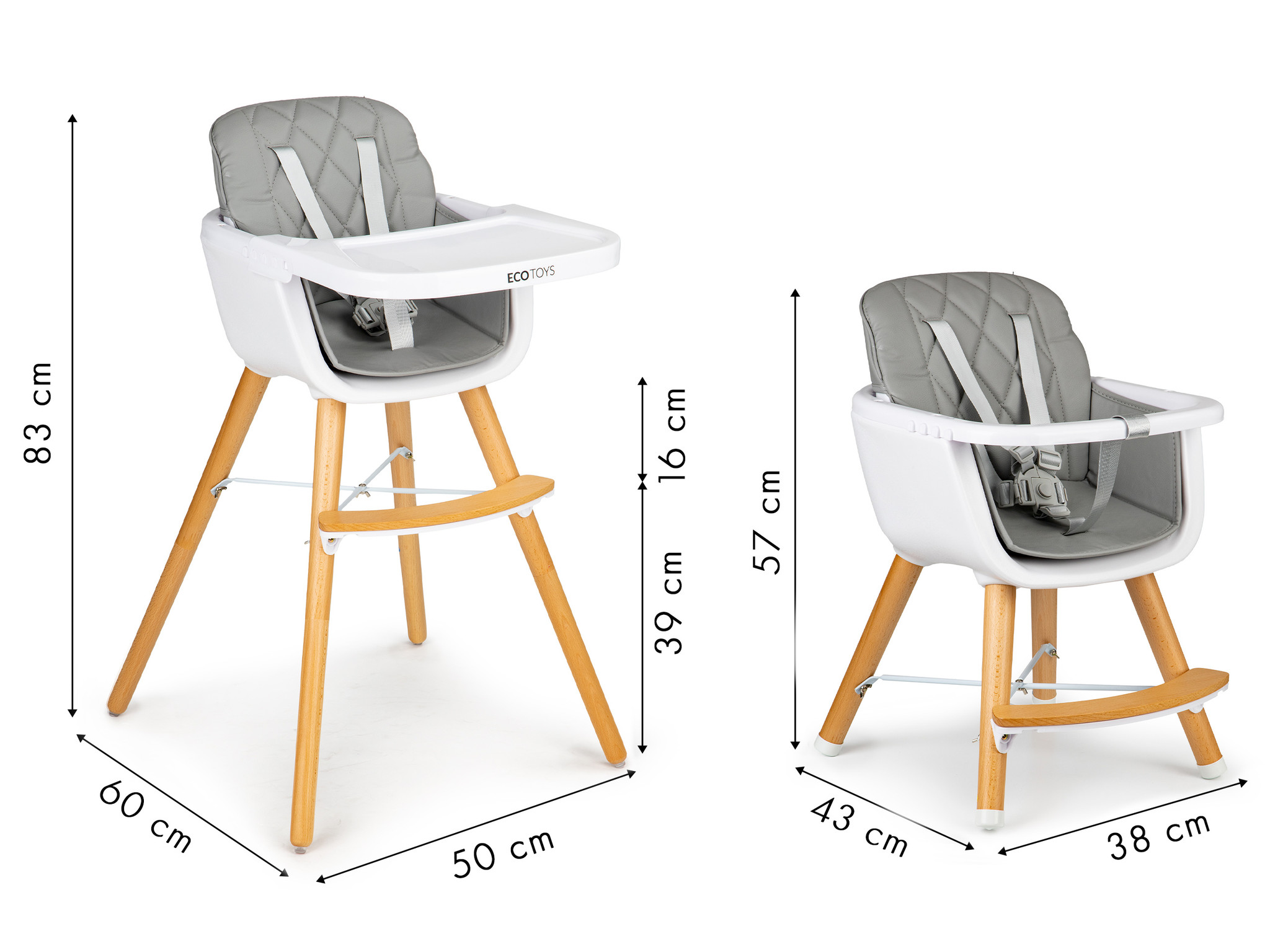 Afrika Tahiti geschenk Viking Choice Kinderstoel - eetstoel - verstelbaar - grijs - 60x55x92 cm -  VC-Lifestyle
