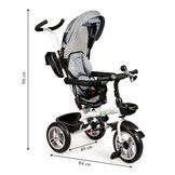 Kinderwagen - driewieler - wit met grijs - met zonnevizier en trappers