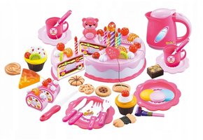 Kinderkeuken speelgoed taart - 80 delig - roze