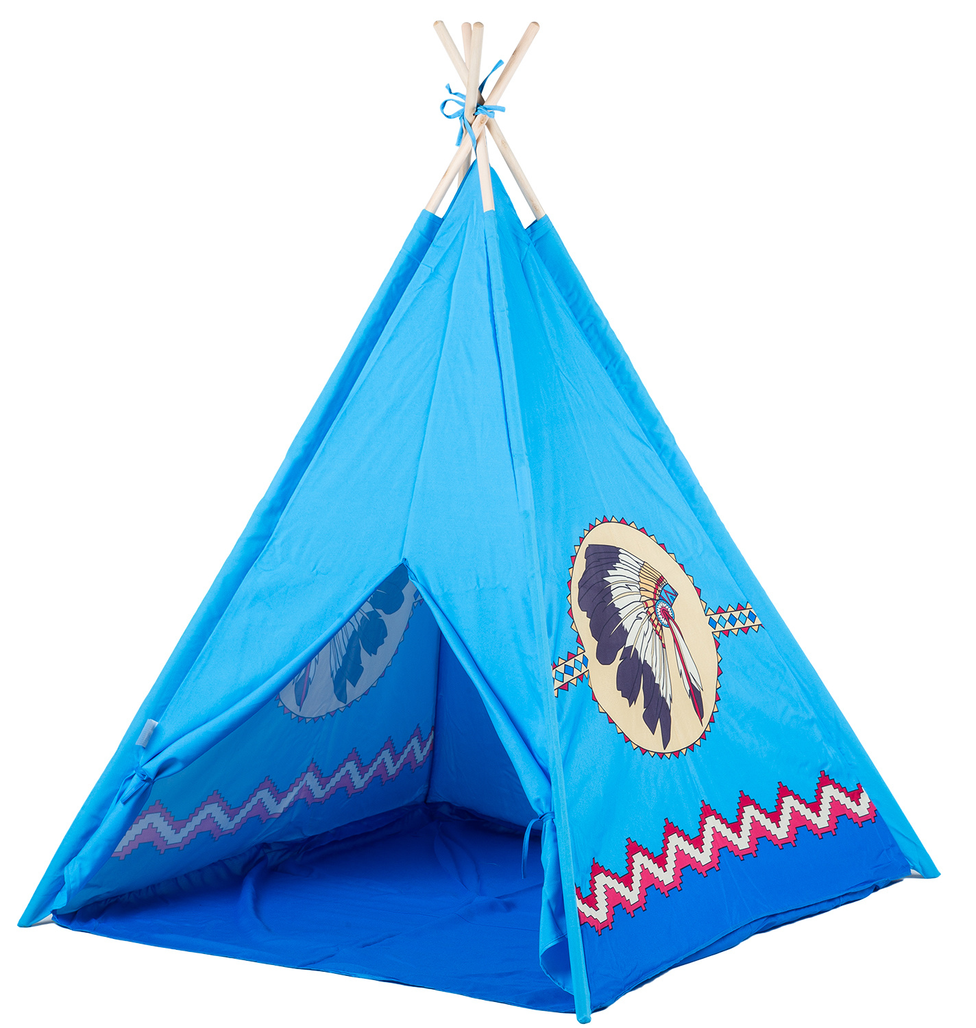 Tipi tent blauw - wigwam - 120x120x150 cm - Indianen