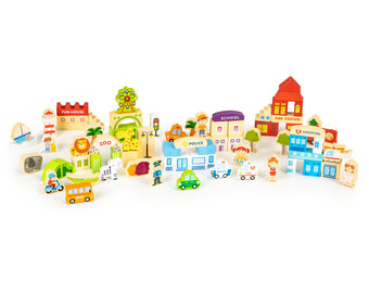 Houten blokken set - educatieve blokken - City Zoo - 120-delig