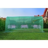Tuinkas 3,5x2x2 meter - 7m2 - metalen frame met groene PE-folie - met klamboe ramen