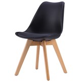 Eetkamer stoelen set - 4 keuken stoelen - zwart kunstleer - 50x50x82 cm