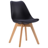 Eetkamer stoelen set - 4 keuken stoelen - zwart kunstleer - 50x50x82 cm