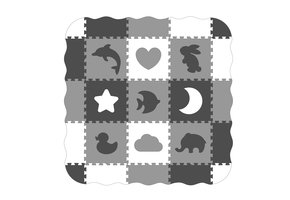 Speelmat puzzelmat - dieren - 25-delig - zwart en wit