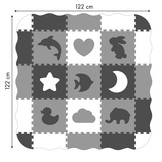 Speelmat puzzelmat - dieren - 25-delig - zwart en wit