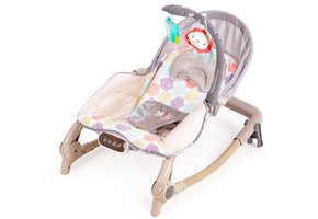 Wipstoel - schommelstoel baby - met speelboog - bruin