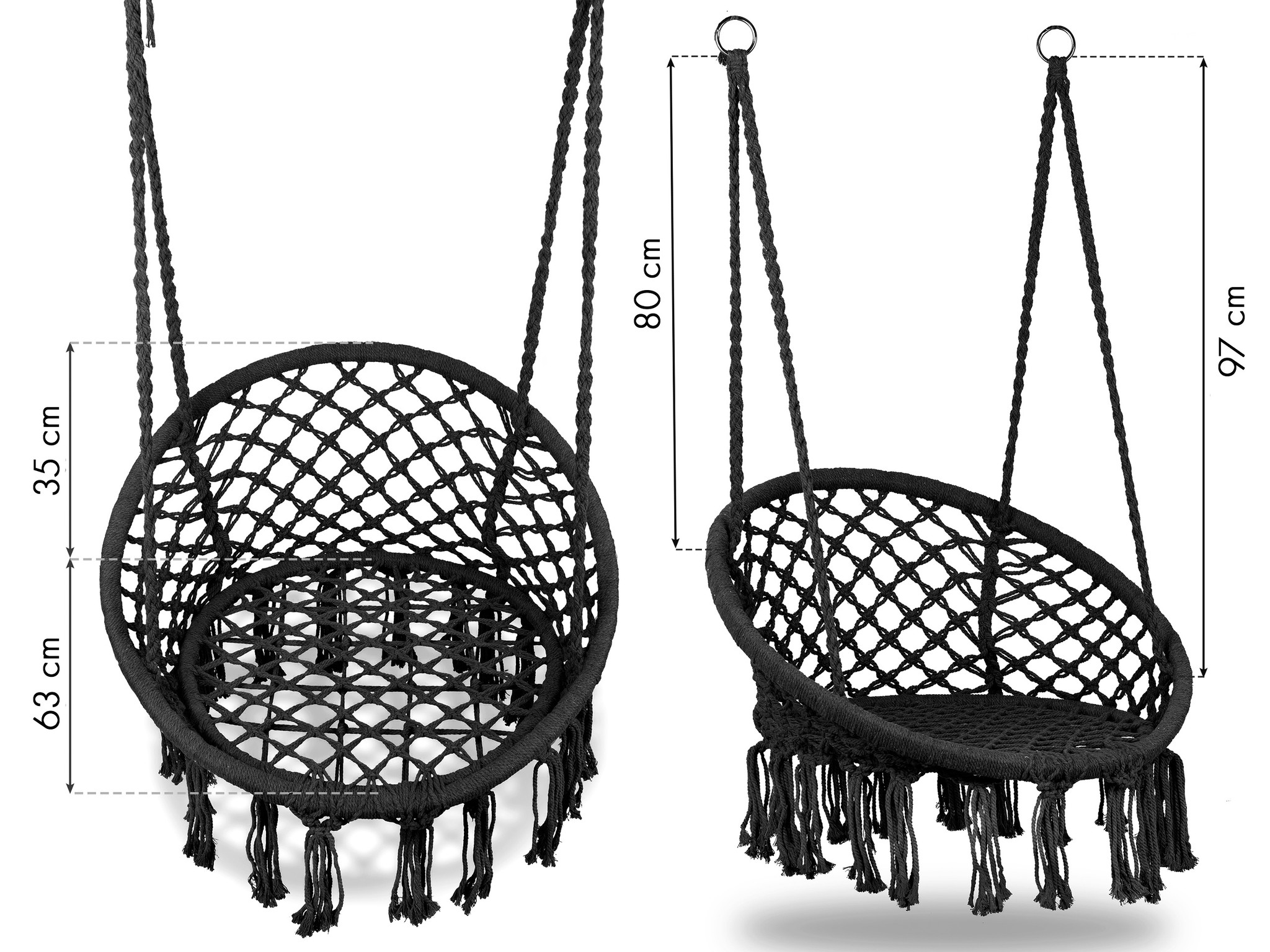 Miles Spreek uit Maak een bed Viking Choice Hangstoel zwart - tuinstoel - 63x35x97cm - tot 150 kg -  VC-Lifestyle