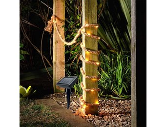 LED verlicht Jutte touw - 100 LED's - 8 meter - Solarlamp