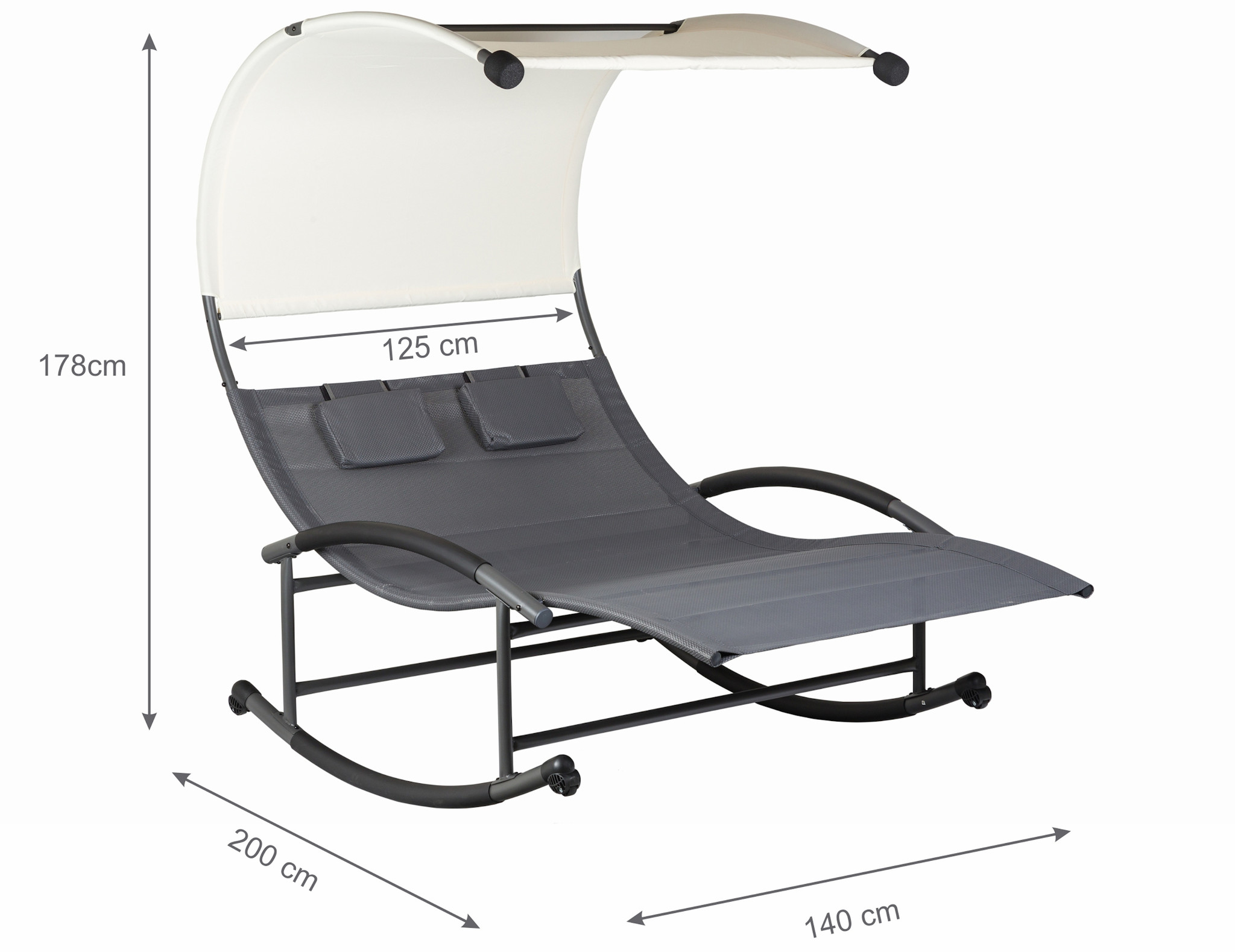 genezen Ideaal Graan Viking Choice Duo Tuinstoel schommelstoel - 140x200x178 cm -Zwart -  VC-Lifestyle