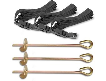 Trampoline ankers - 3 stuks - 3 riemen - 3 grondpriemen