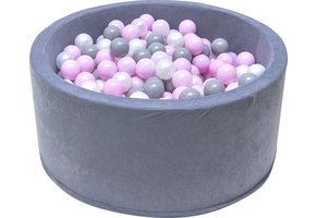 Ballenbak - stevige ballenbad -90 x 40 cm - 200 ballen Ø 7 cm - roze, wit, grijs