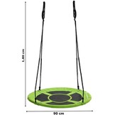 Nestschommel groen van 600D polyester 90 cm diameter schommel inclusief touwen tot 150 kg