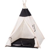 Wigwam tipi teepee tent - speeltent - 4 delig - 100% katoen - Zwart / wit