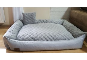 Hondenmand grijs met kussen 120x90 cm - wasbaar hondenkussen - waterdicht hondenbed