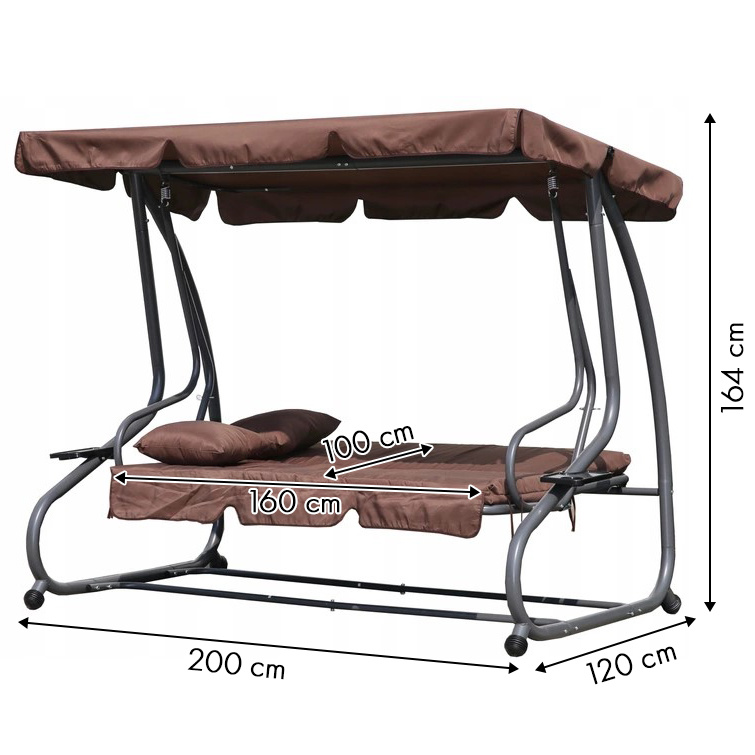 Schommelbank - tuinbank - bruin - 200x120x164 cm
