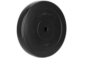 Halterschijf 20 kg - zwart bitumen met beton - 29 mm stang diameter