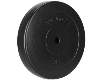 Halterschijf 20 kg - zwart bitumen met beton - 29 mm stang diameter