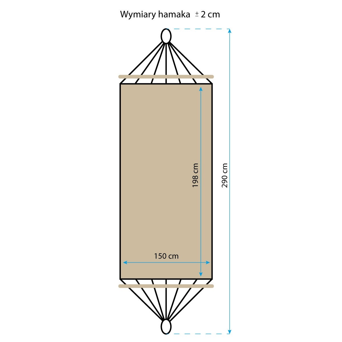 Hangmat 2-persoons - 200x150 cm - bruin gestreept