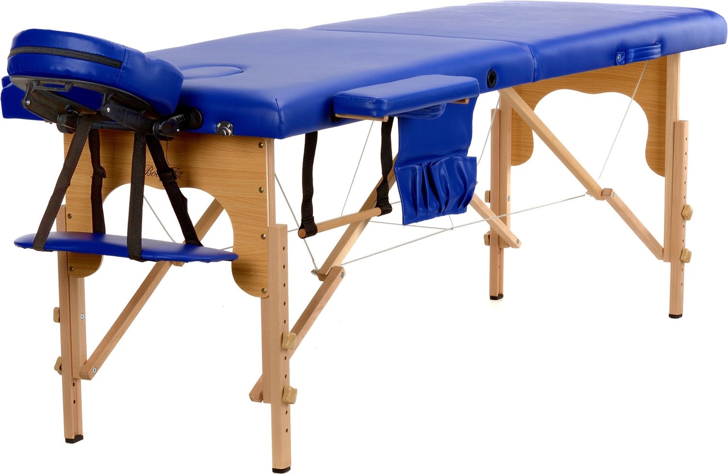 Houten massagetafel - 2-delig - blauw - opvouwbaar