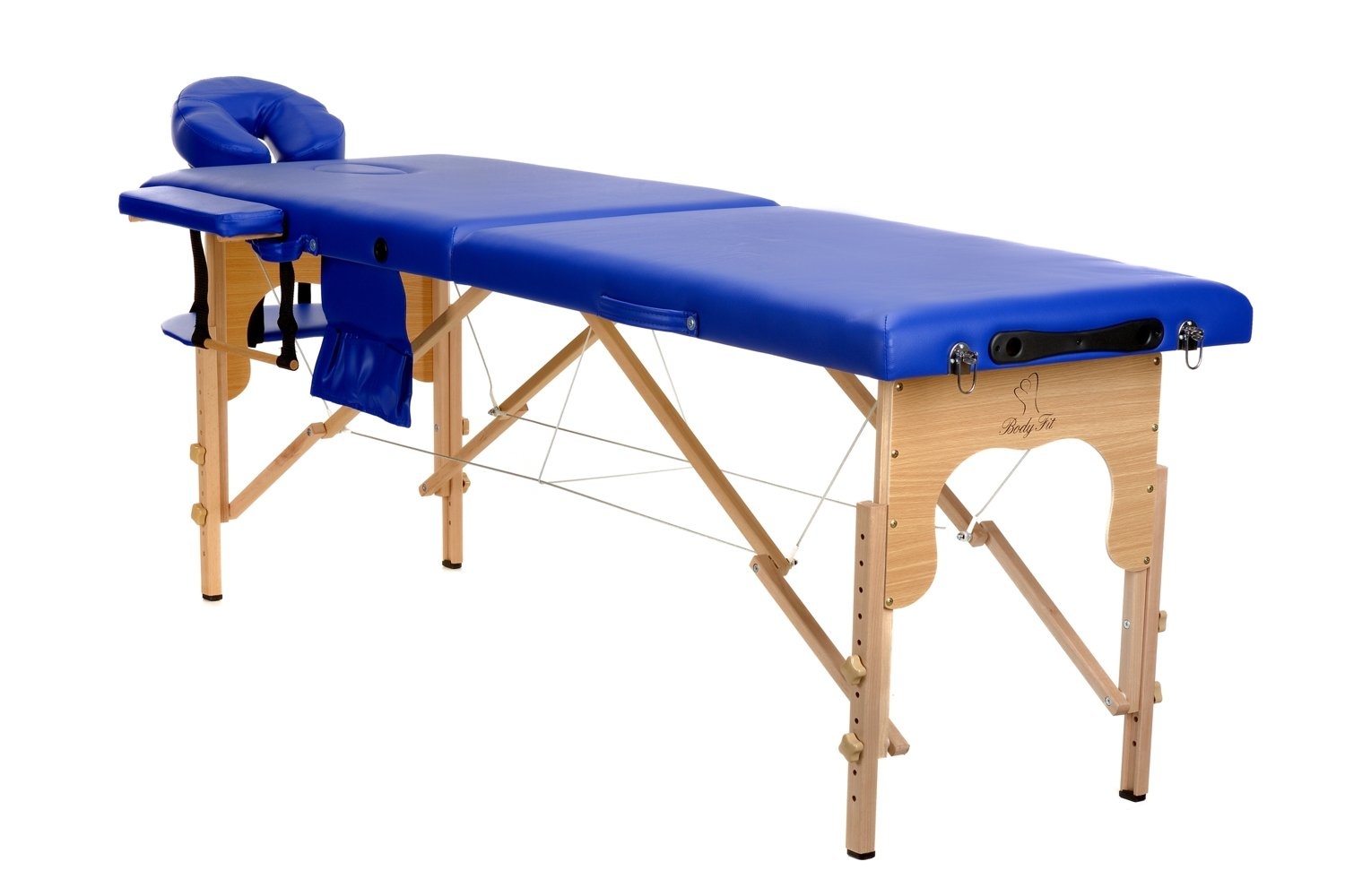 Houten massagetafel - 2-delig - blauw - opvouwbaar