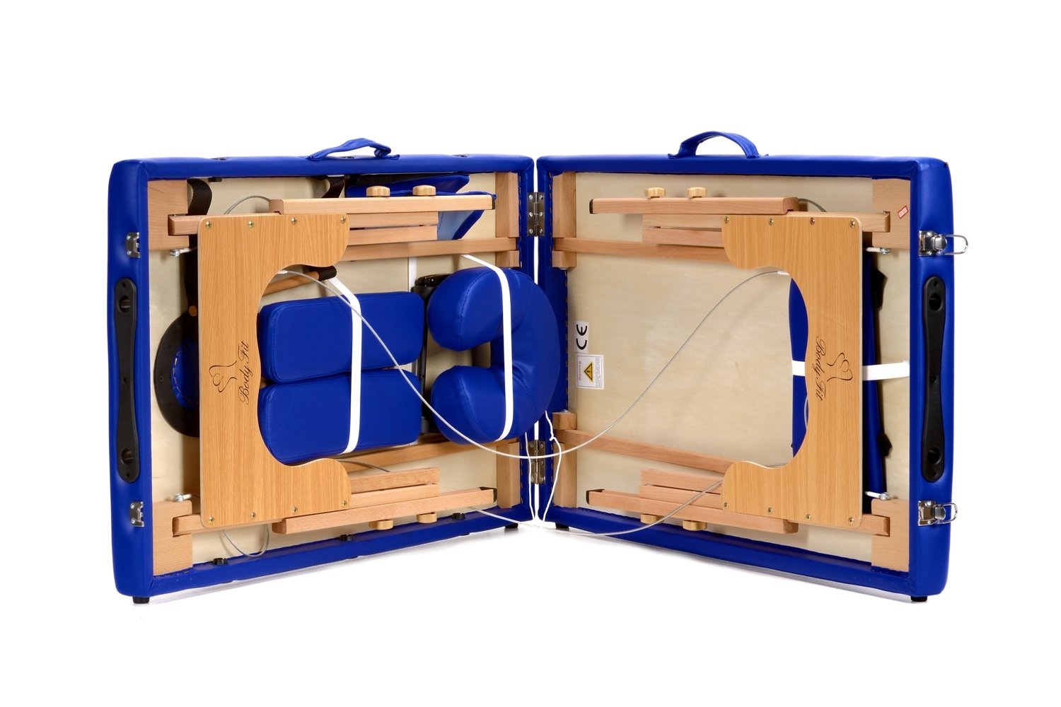 Houten massagetafel - 2-delig - blauw - opvouwbaar