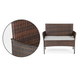 Tuinmeubel set bruin - tafel + 2x fauteuil en rotan bank