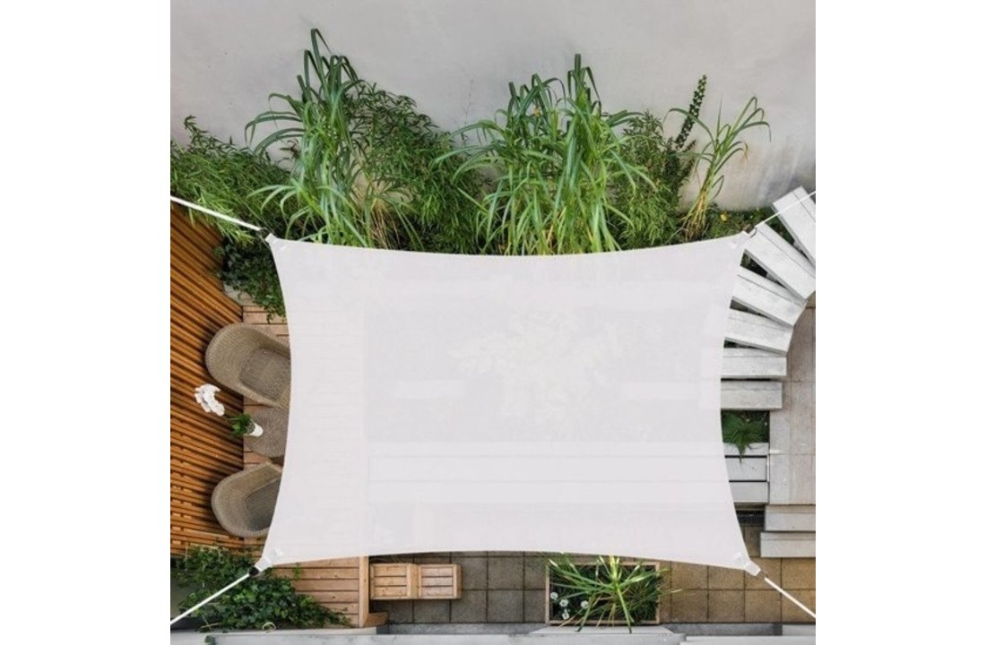 Schaduwdoek tuin 3x2m - tuindoek - terras buiten - mat wit - rechthoekig - waterbestendig
