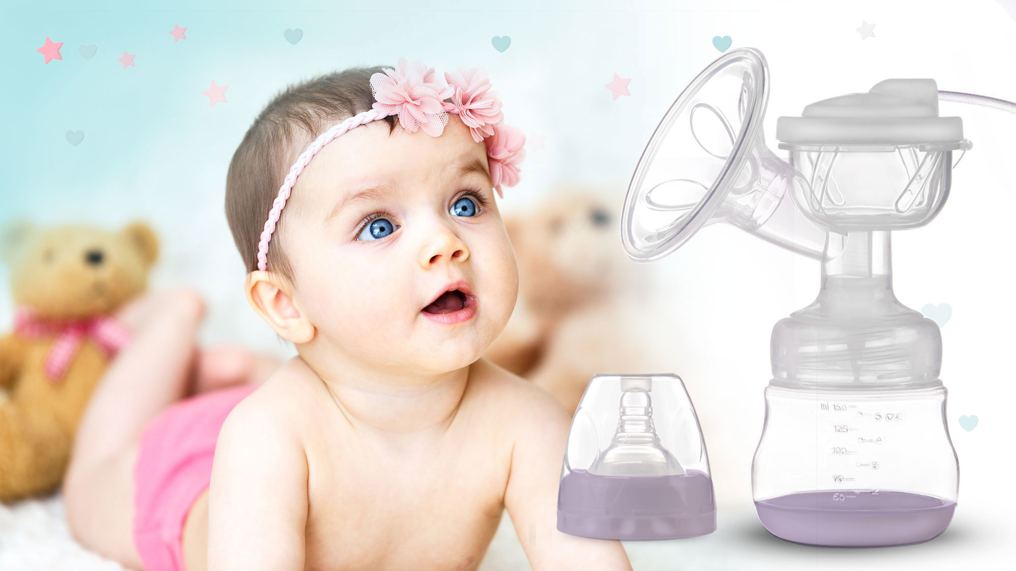 Dubbele elektrische borstkolf - Wit/Lila