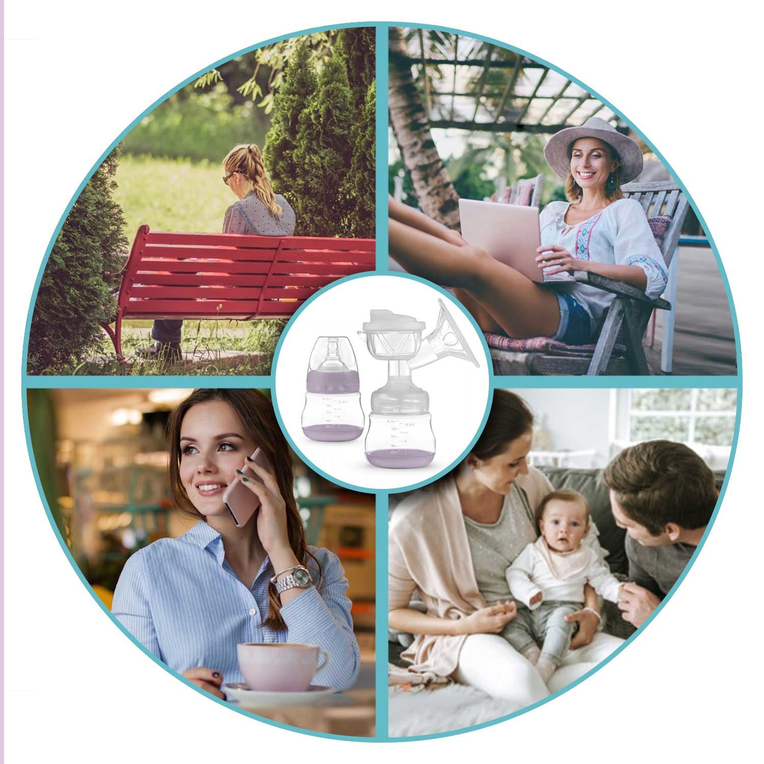 Dubbele elektrische borstkolf - Wit/Lila