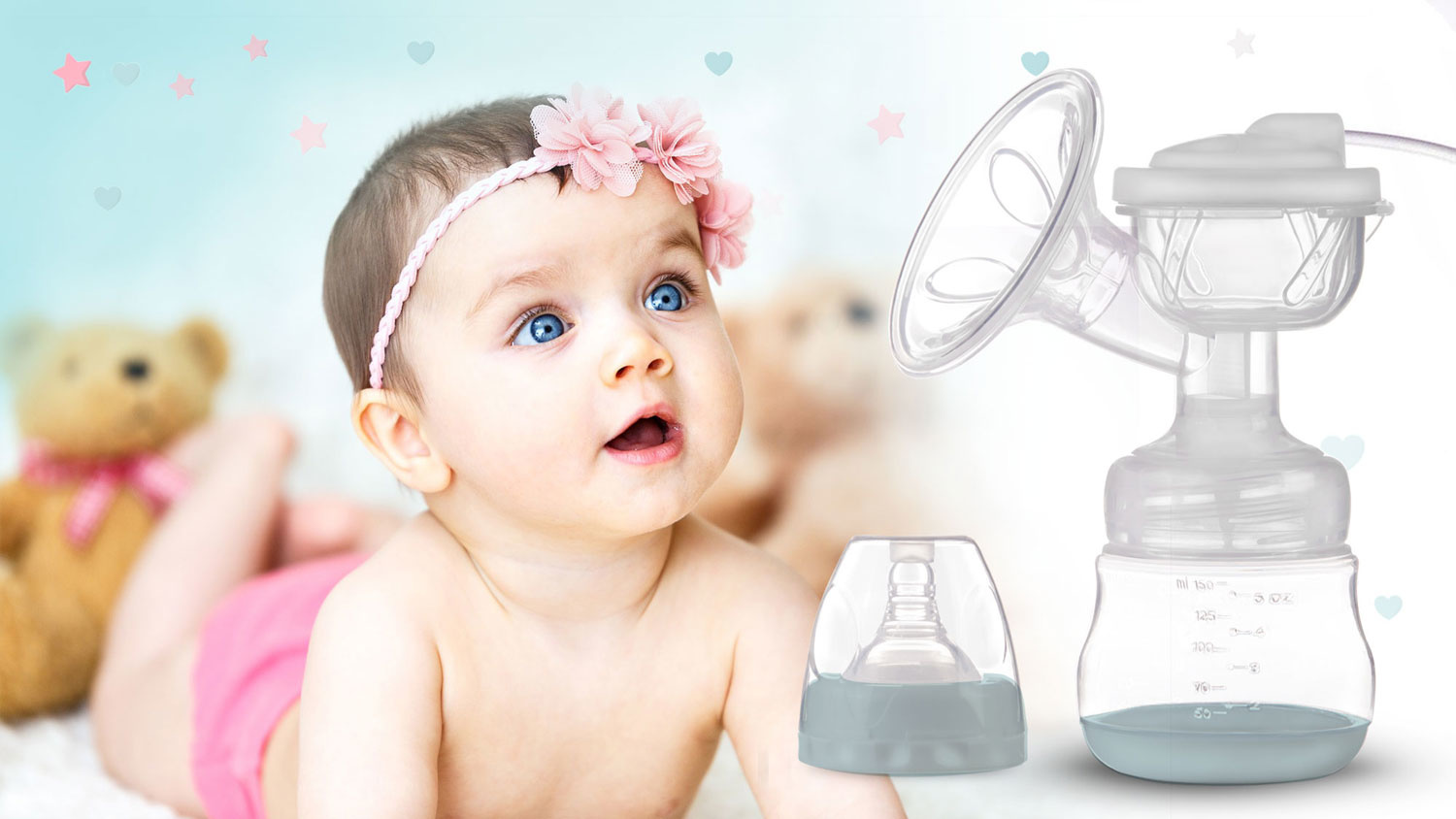 Dubbele elektrische borstkolf - Wit/Turquoise