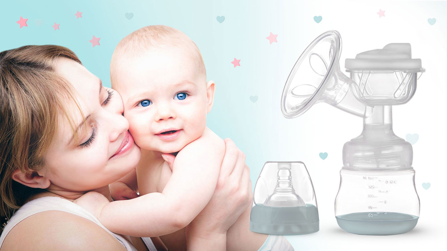 Dubbele elektrische borstkolf - Wit/Turquoise