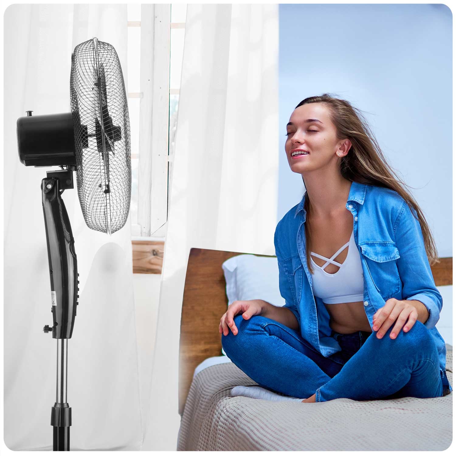 Ventilator staand - Vloerventilator met afstandsbediening - Zwart