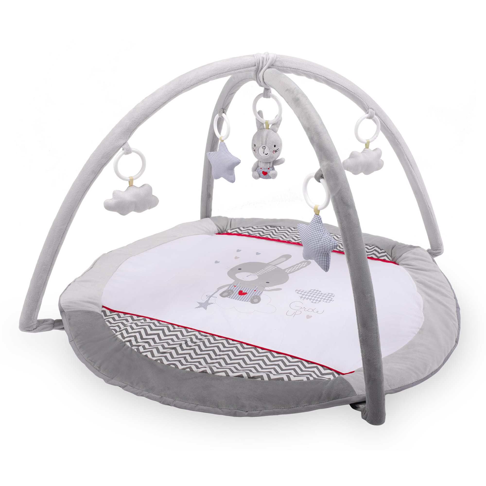 Babygym konijn - 90 x 45 cm - interactief - Grijs