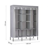 Garderobekast van textiel 45x130x175 cm - Grijs - Kledingopberger