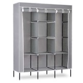 Garderobekast van textiel 45x130x175 cm - Grijs - Kledingopberger
