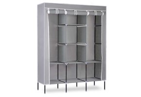 Garderobekast van textiel 45x130x175 cm - Grijs - Kledingopberger