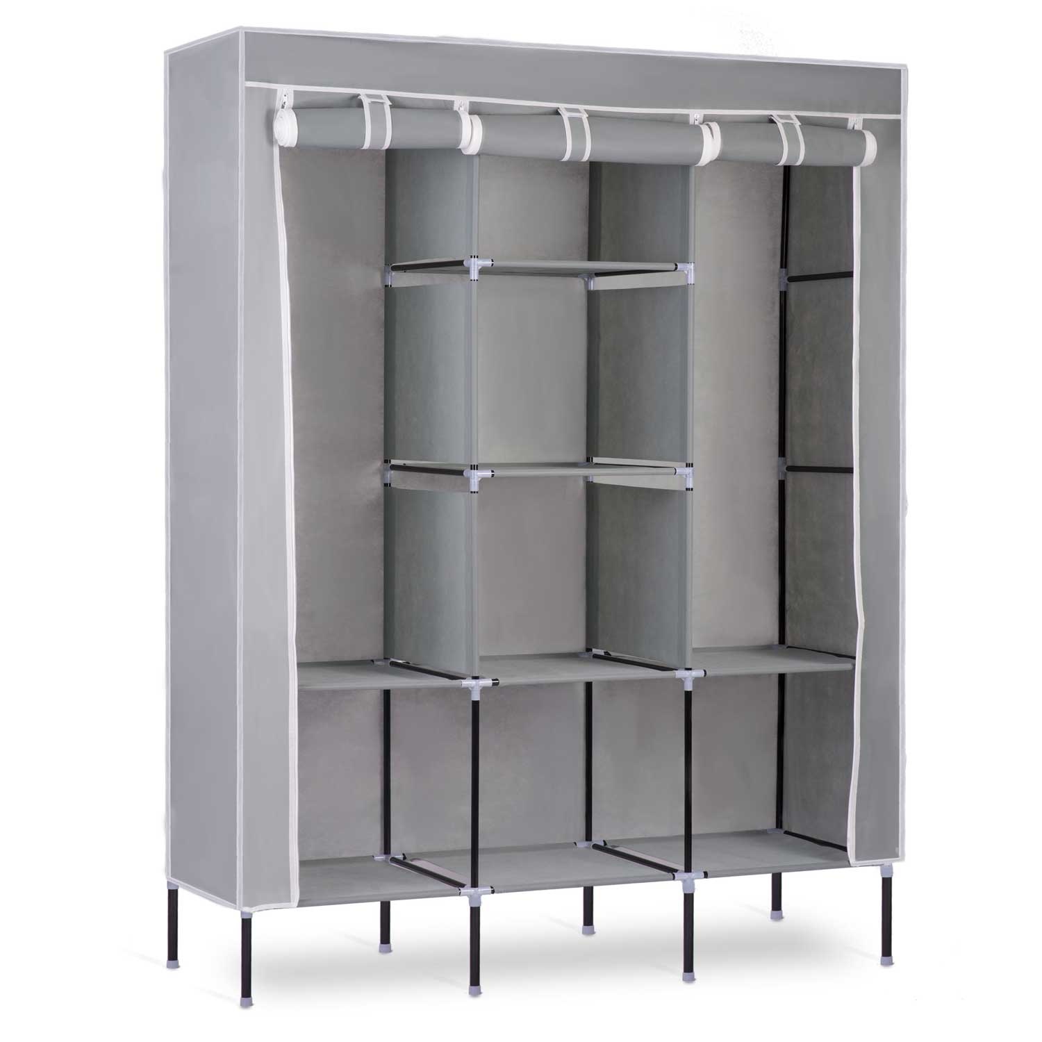 Garderobekast van textiel 45x130x175 cm - Grijs - Kledingopberger