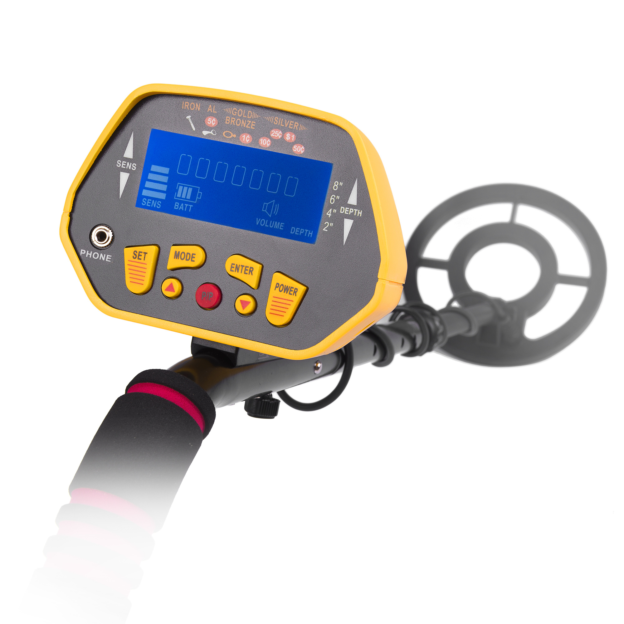 Metaaldetector met display - Waterdichte spoel 21,5 cm - Verstelbaar