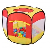 Tent met ballenbak + 100 ballen - 90x90x70 cm - Rood-Geel