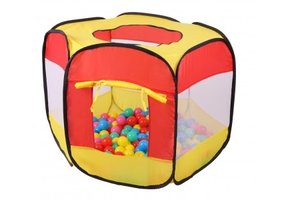 Tent met ballenbak + 100 ballen - 90x90x70 cm - Rood-Geel