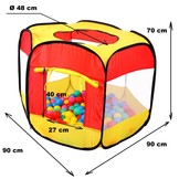 Tent met ballenbak + 100 ballen - 90x90x70 cm - Rood-Geel