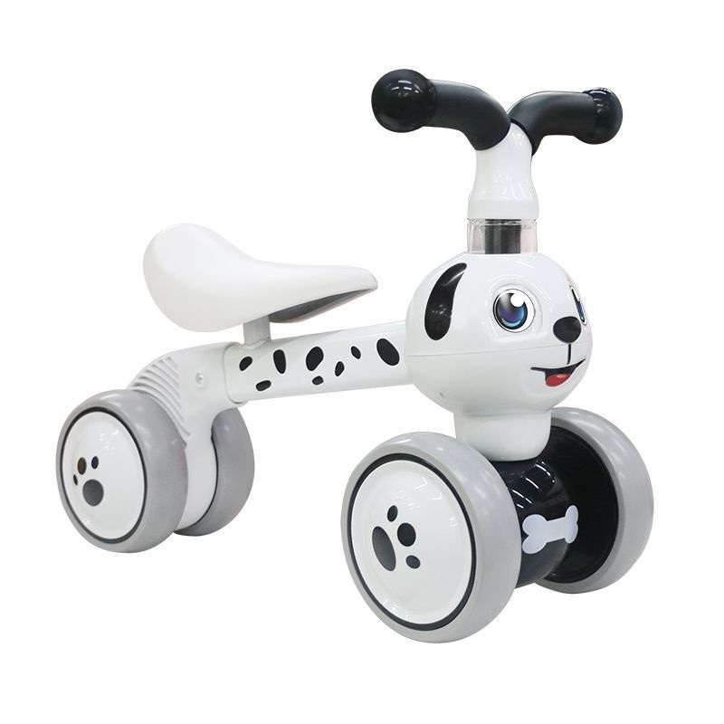 Loopfiets met 4 wielen - Hond - 10-36 maanden - Wit/Zwart